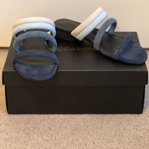 NWT Rebecca Minkoff Kade Sandals, Size 6, Dk Blue/Black Kid Suede